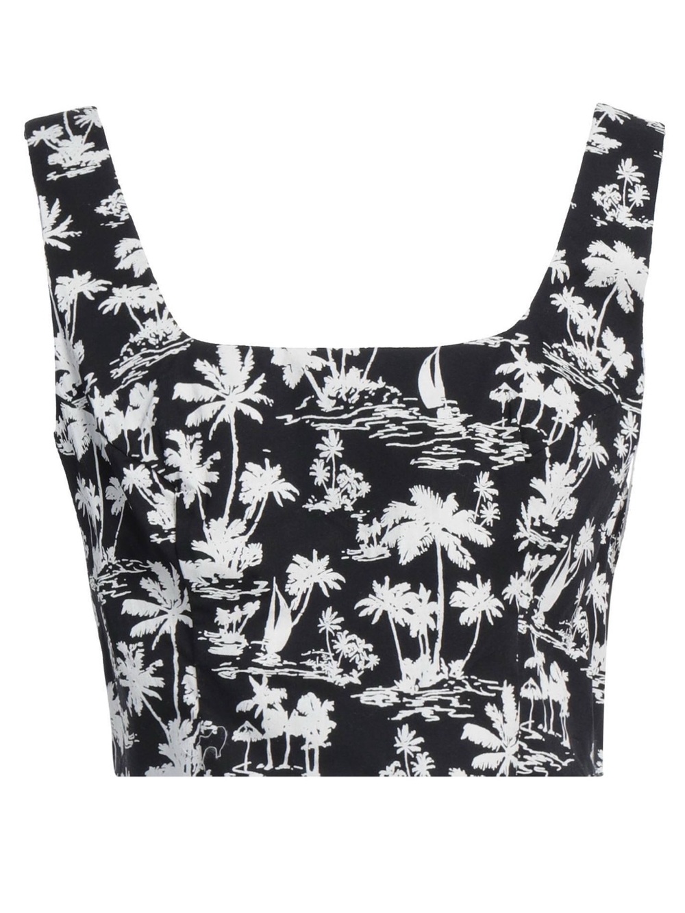 Maje Palm Tree Hawaiian Print Crop Top, side zip